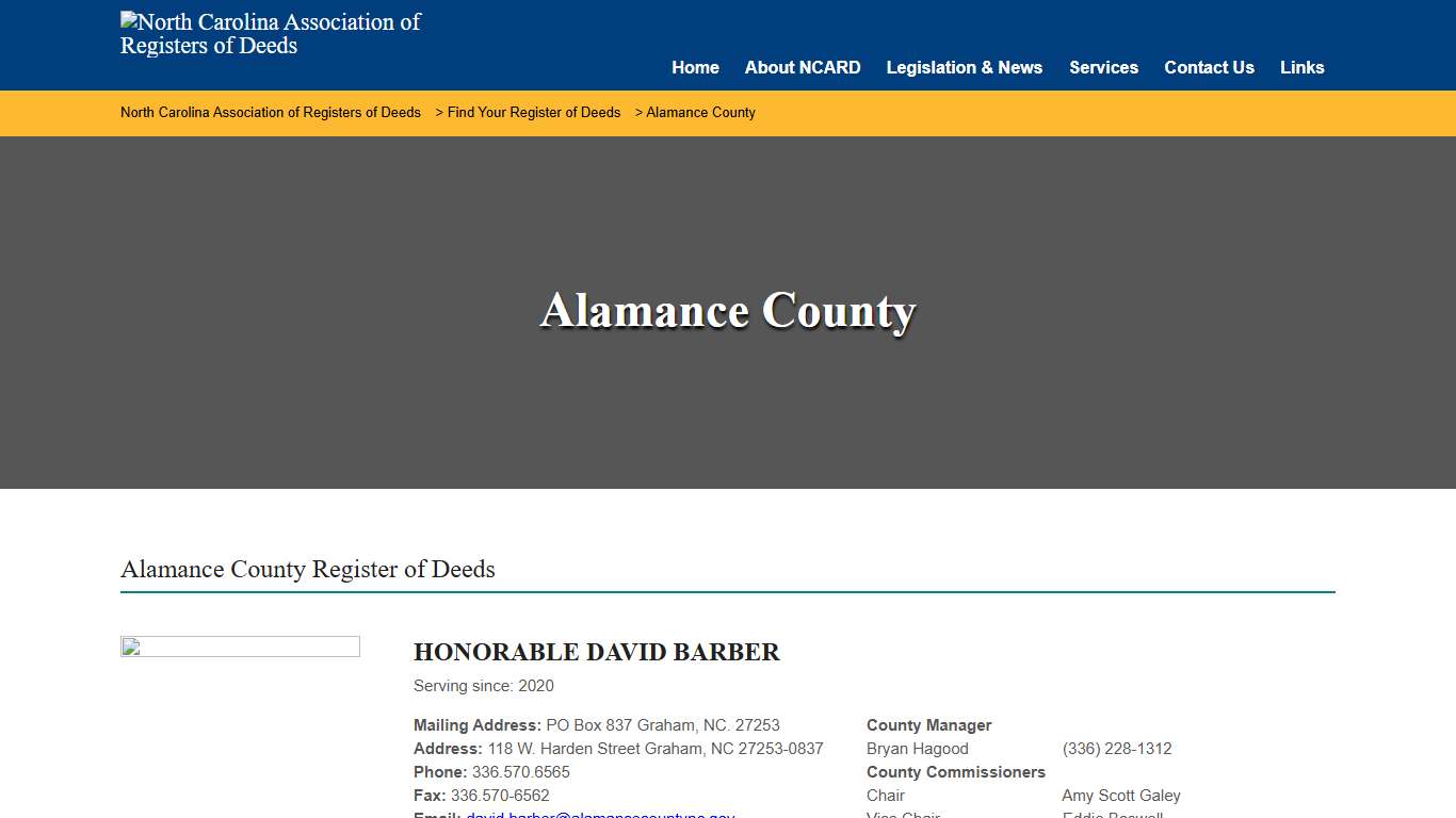 Alamance County – North Carolina Association of Registers of Deeds